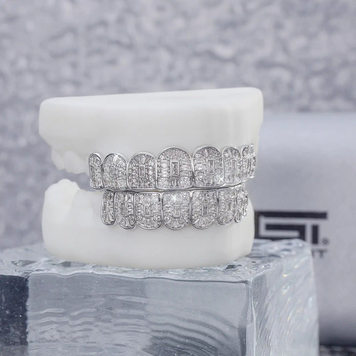 Custom Fully Iced Baguette & Emerald Cut Grillz