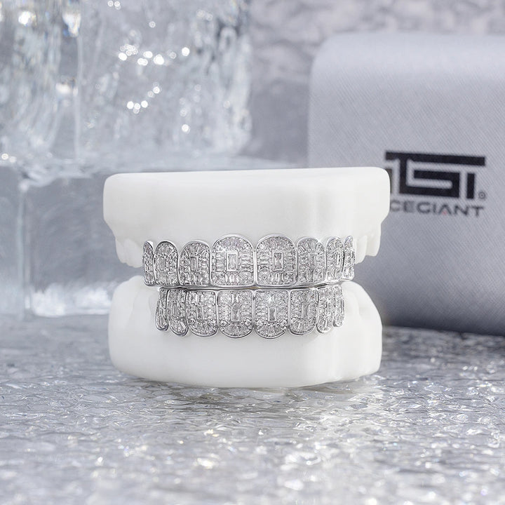 Custom Fully Iced Baguette & Emerald Cut Grillz