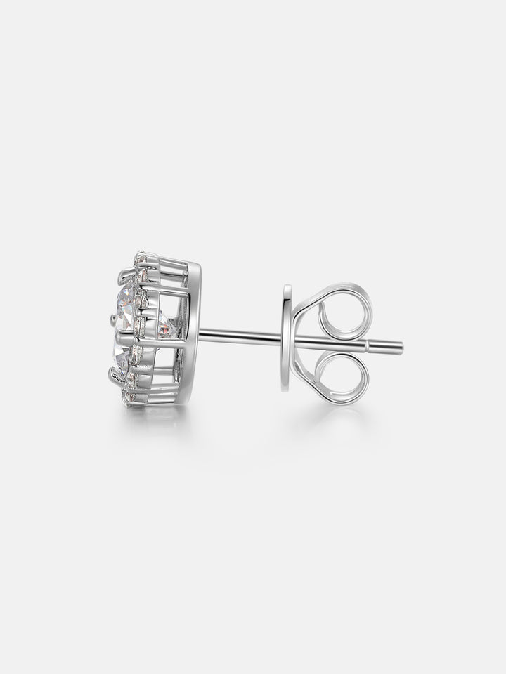 1CT Moissanite Halo Stud Earrings