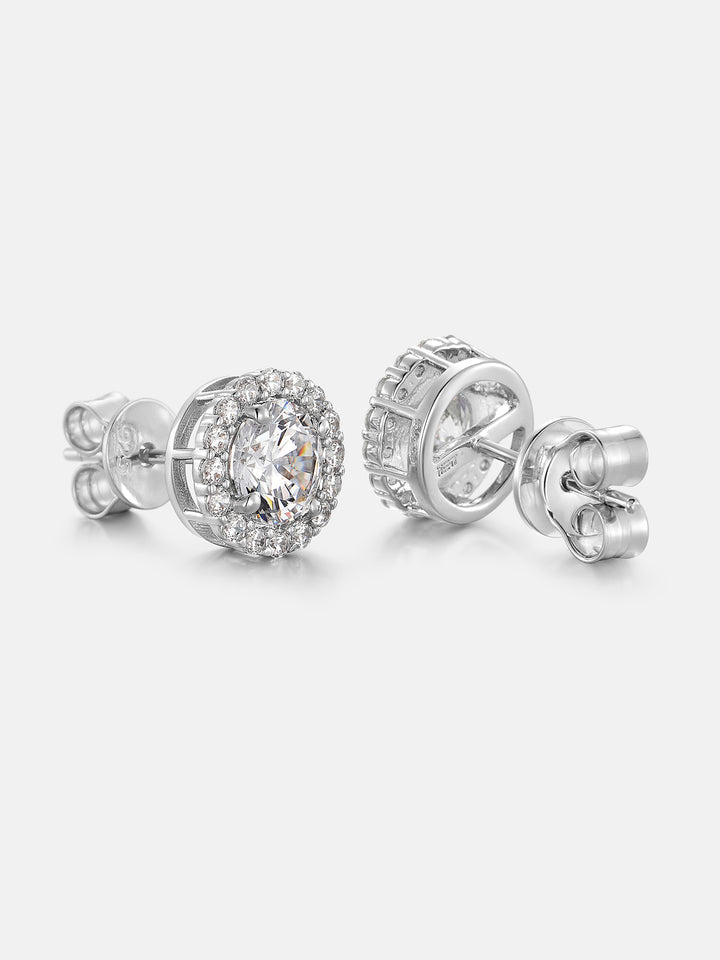 1CT Moissanite Halo Stud Earrings