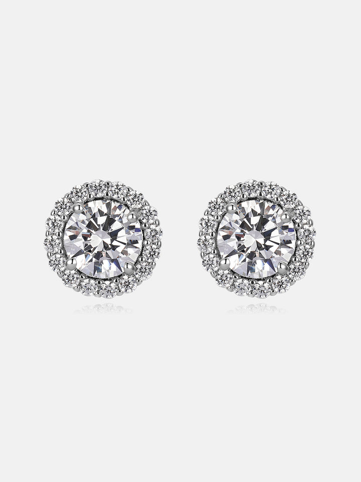 1CT Moissanite Halo Stud Earrings
