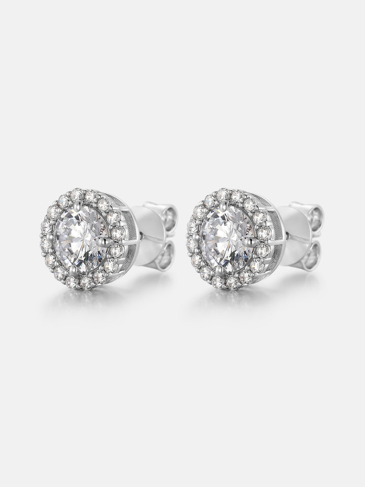 1CT Moissanite Halo Stud Earrings