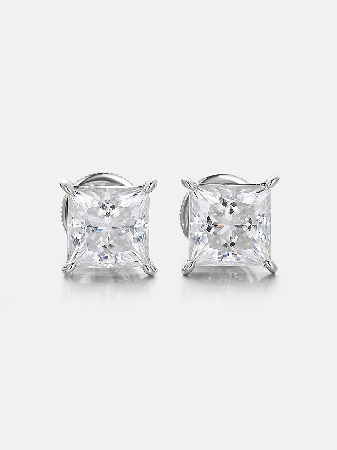 1CT Princess Cut Moissanite Stud Earrings