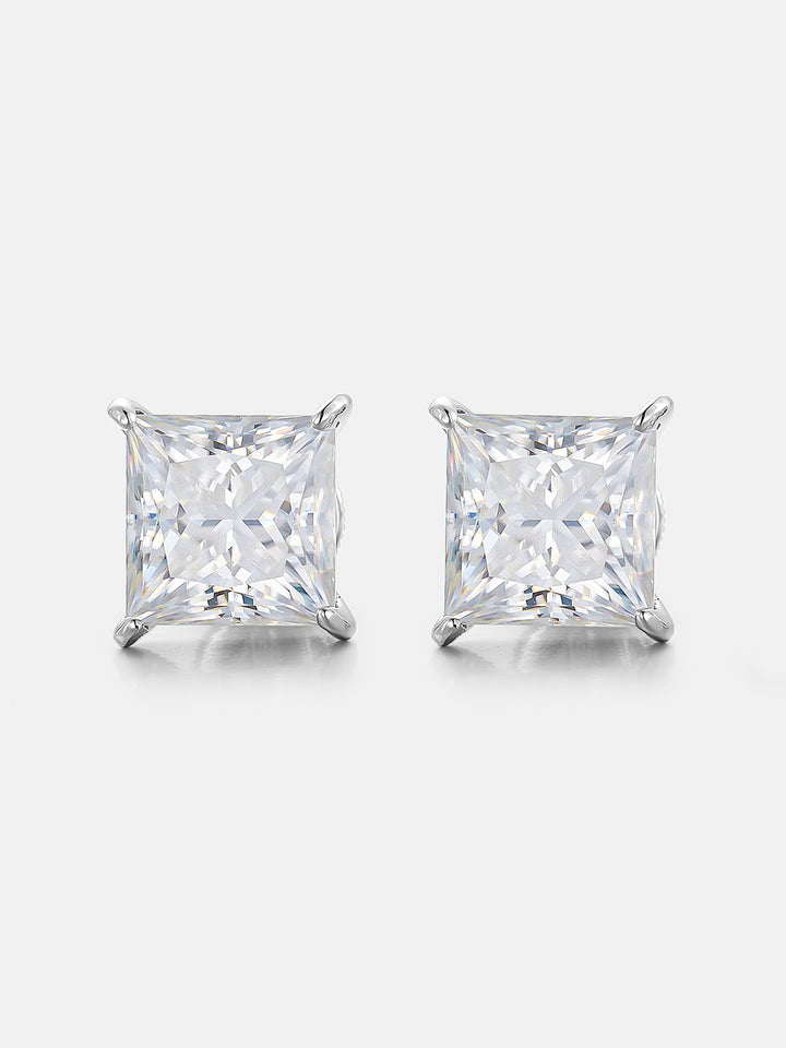 1CT Princess Cut Moissanite Stud Earrings