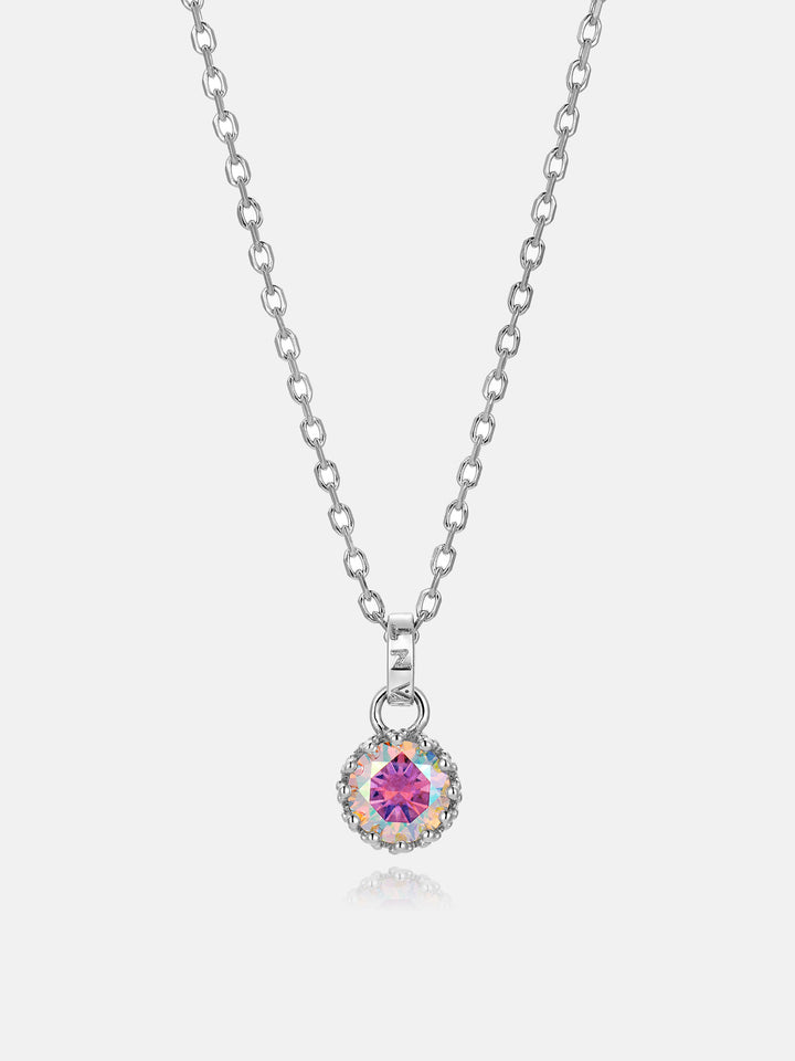 1CT Rainbow Moissanite Solitaire Adjustable Necklace