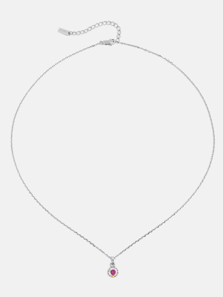 1CT Rainbow Moissanite Solitaire Adjustable Necklace