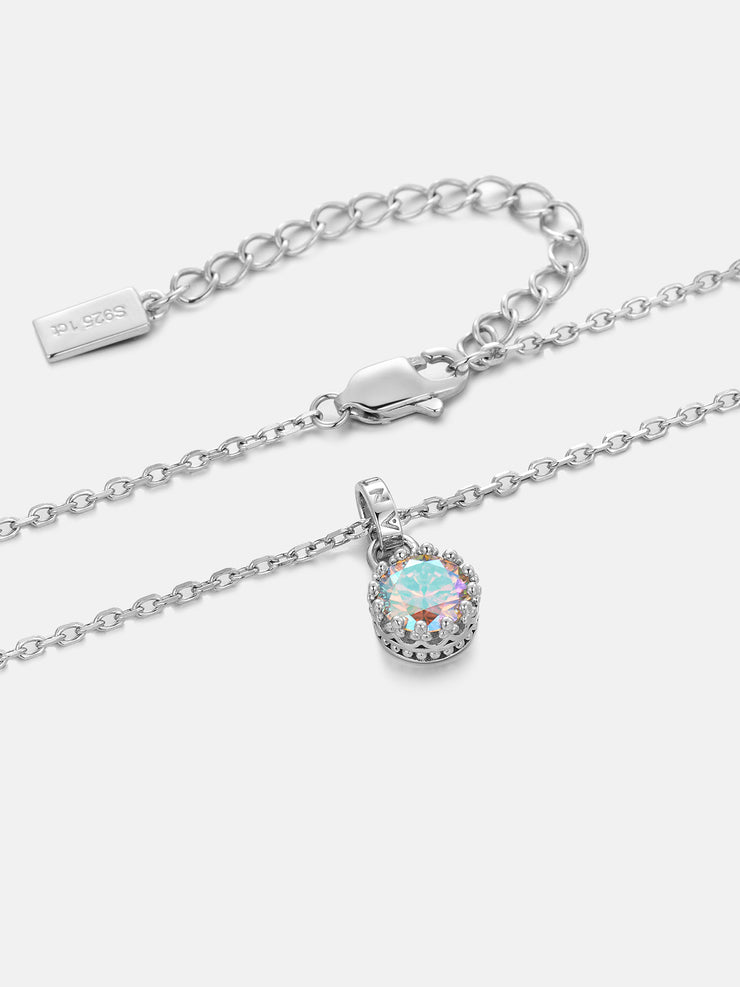 1CT Rainbow Moissanite Solitaire Adjustable Necklace
