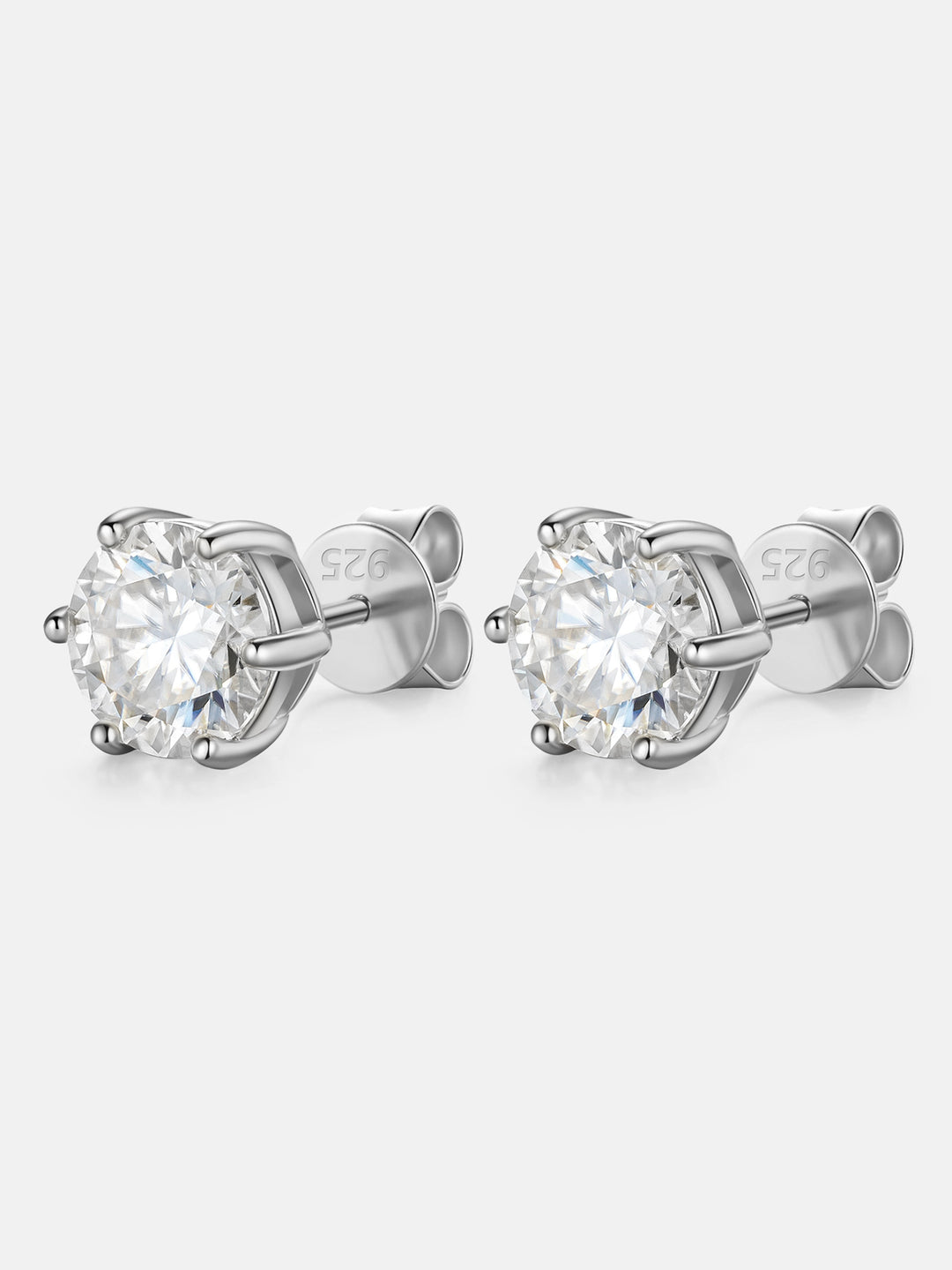 1CT Six-Prong - Round Cut Moissanite Stud Earrings - 2.00CT Total