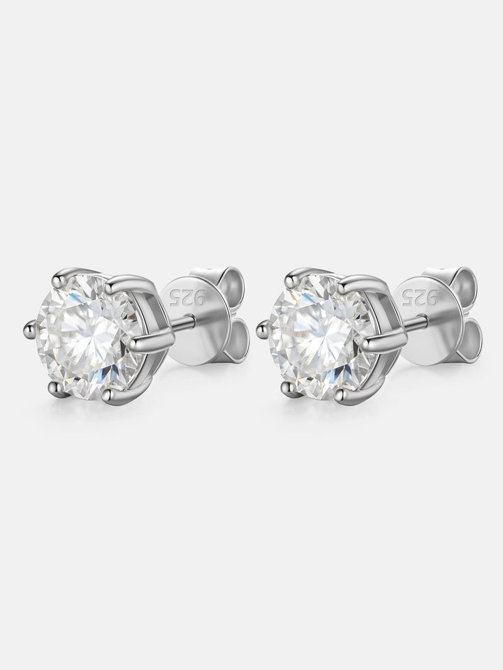 1CT Six-Prong - Round Cut Moissanite Stud Earrings - 2.00CT Total
