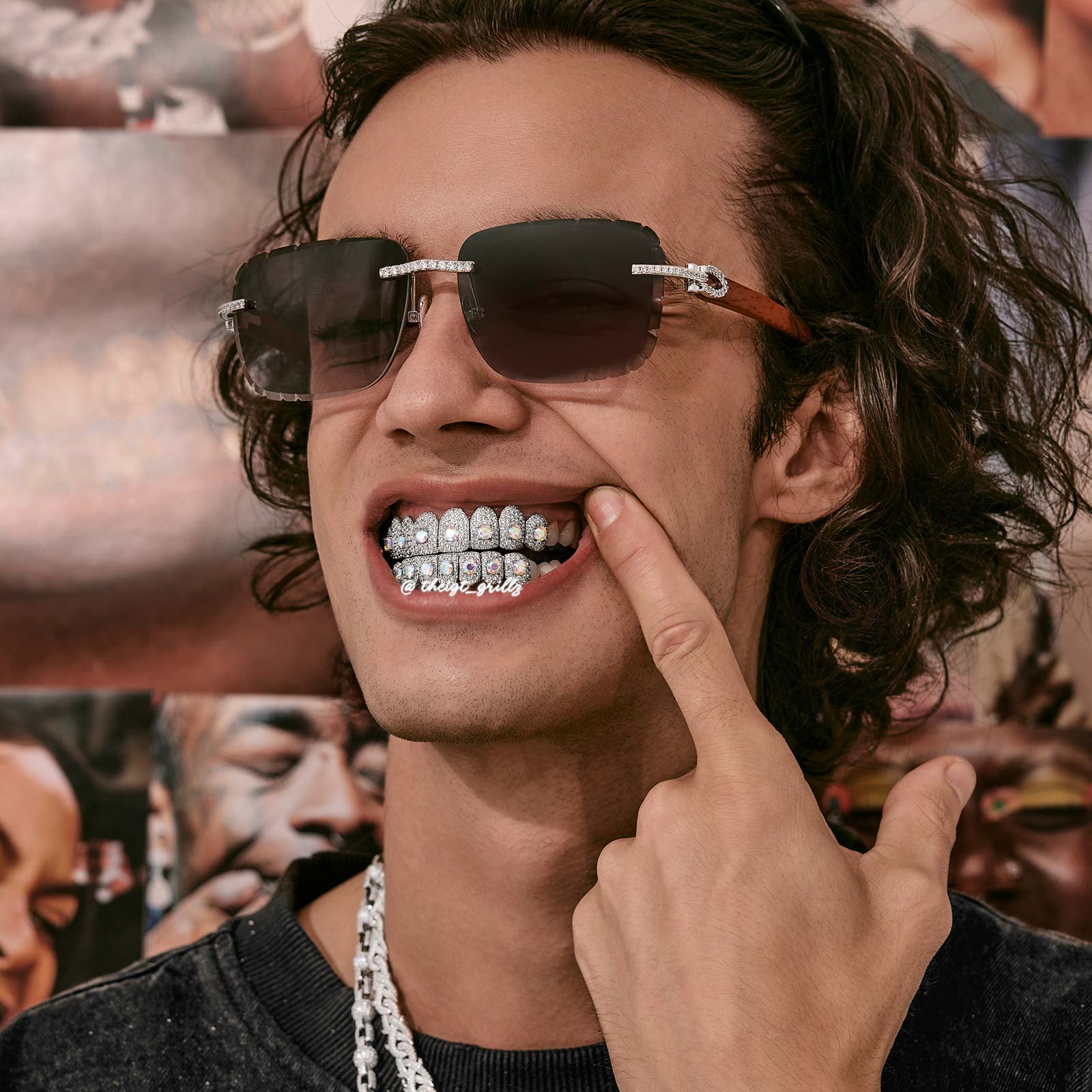 Rainbow Moissanite Honeycomb Setting Grillz