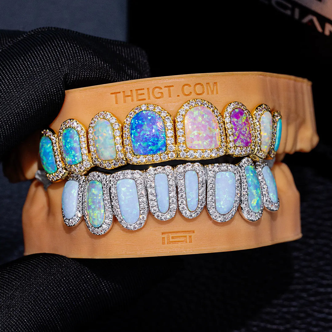Pave Setting Multi-Colored Opal Diamond Grillz