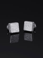 Pack White / Yellow Gold  Pave Square Earrings