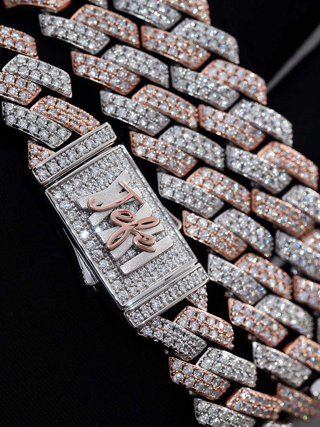 S925 Moissanite Prong Cuban Chain
