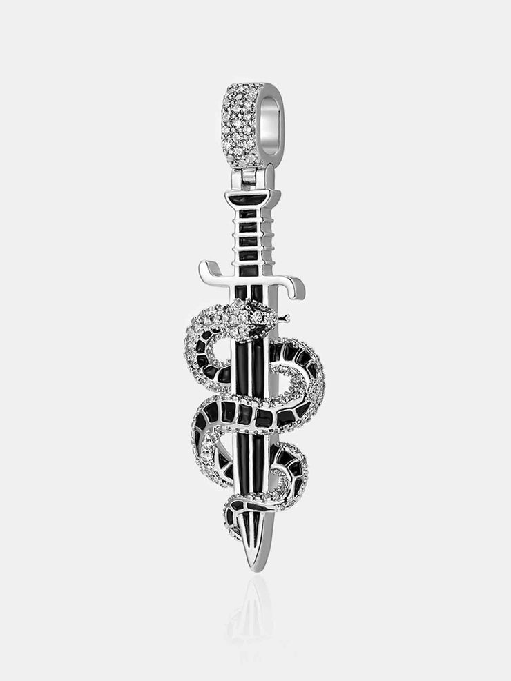 S925 Moissanite Snake & Sword Pendant