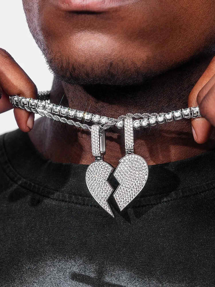 Moissanite Broken Heart Pendant