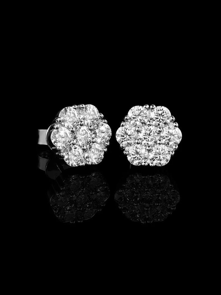 Moissanite Cluster Hexagon Earrings-4.2CT Total