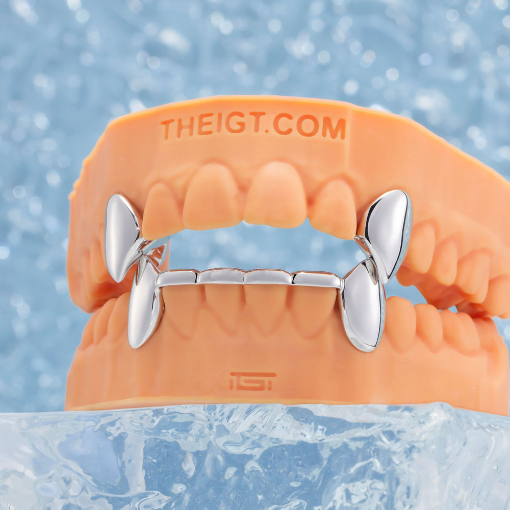 Custom Gold Fang Grillz With Connecting Part