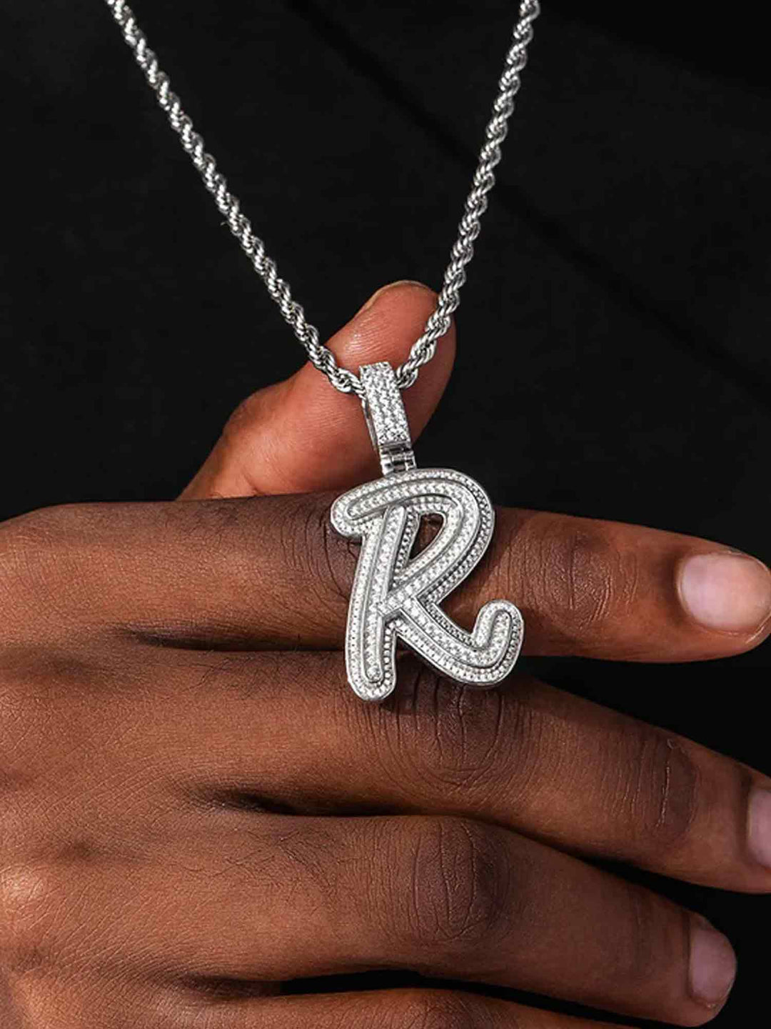 Custom Made R Moissanite Pendant