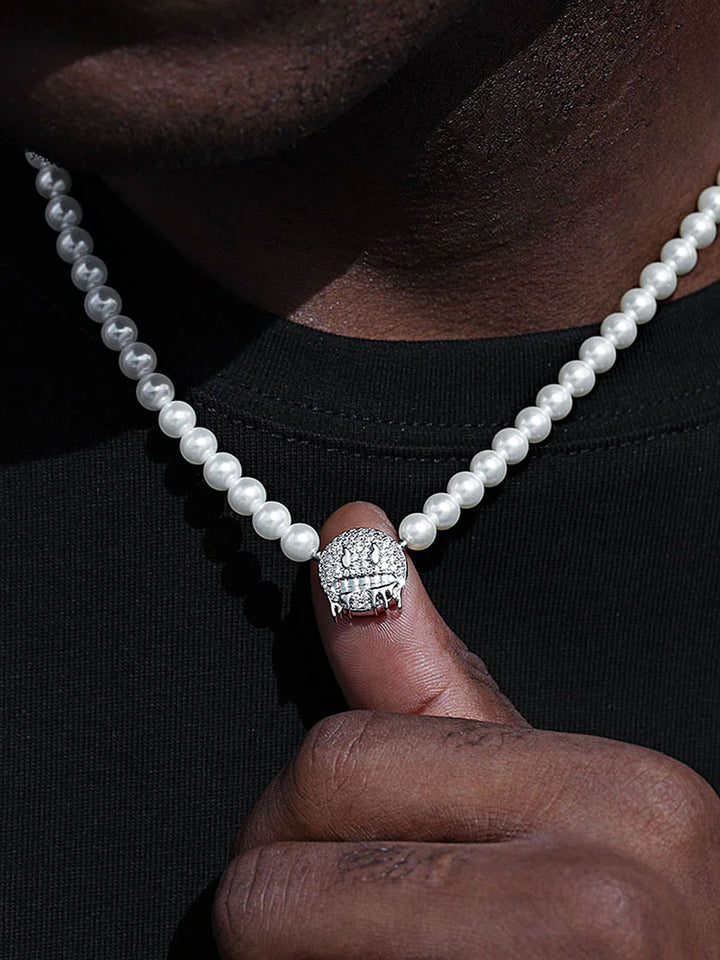 S925 Moissanite Emoji Pearl Chain