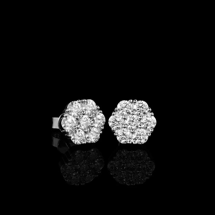 925 Sterling Silver Moissanite Cluster Hexagon Earrings-4.2CT Total