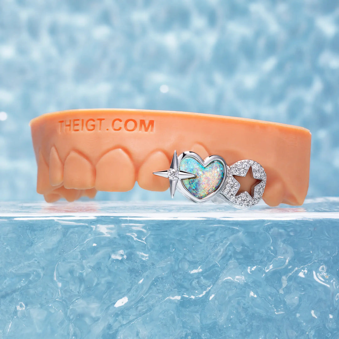Opal With Star Double Cap Grillz