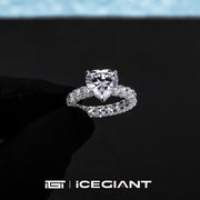 Heart Cut Solitaire Halo Ring with Side Diamonds