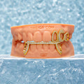 Top 3 Open Face With Bottom Fang Diamond Grillz