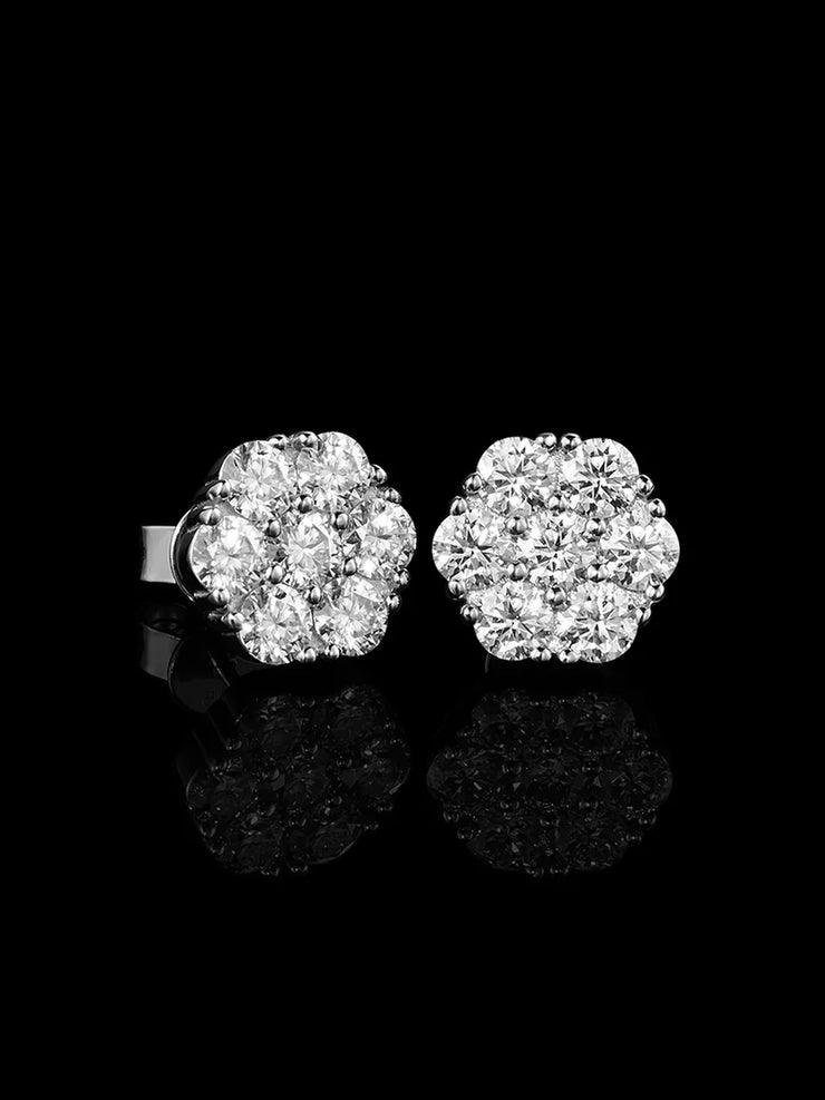 925 Sterling Silver Moissanite Cluster Hexagon Earrings-4.2CT Total