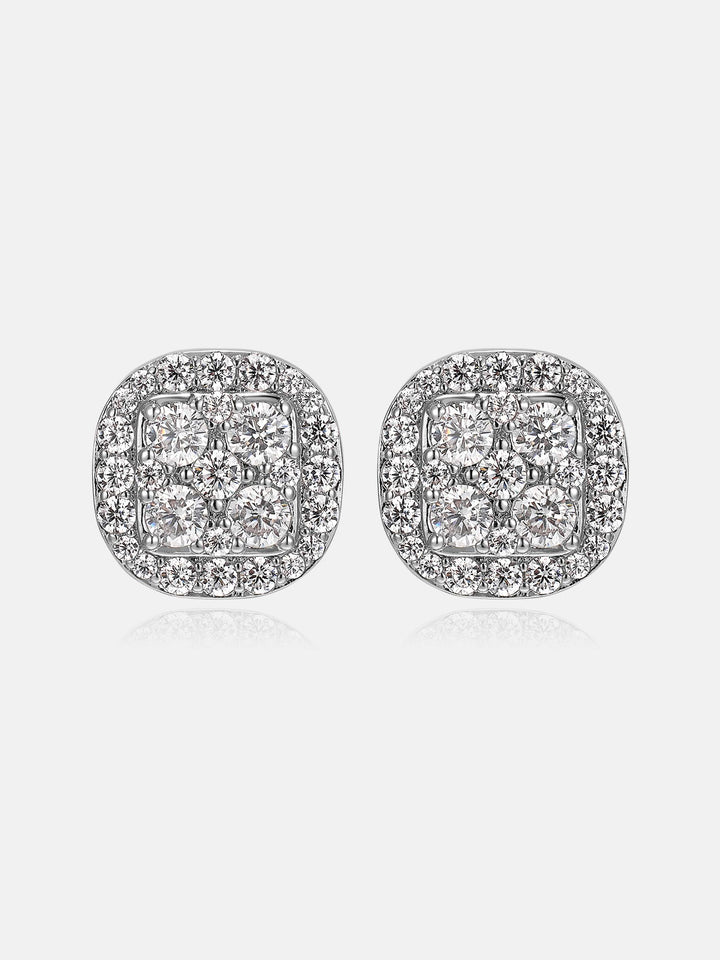 Double-layer Full Iced Moissanite Square Earrings