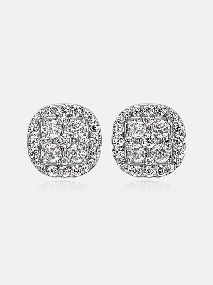Double-layer Full Iced Moissanite Square Earrings