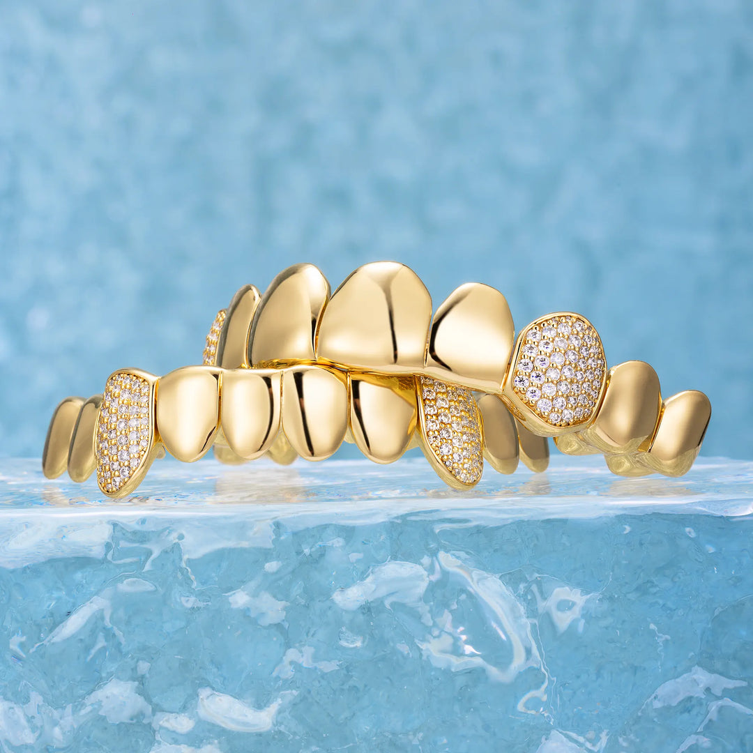 Custom Polished Gold & Diamond Grillz