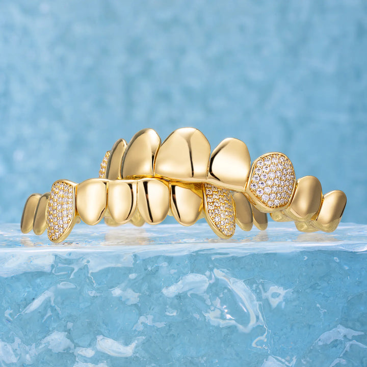 Custom Polished Gold & Diamond Grillz