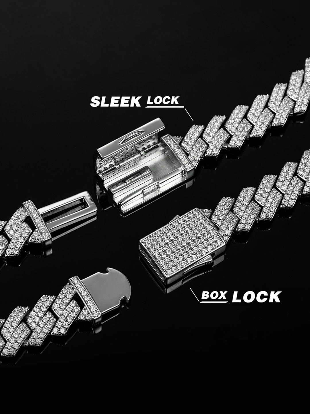 S925 Moissanite Prong Cuban Chain