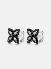 Black Moissanite & White Marquise Clover Earrings