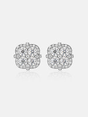 Moissanite Round Cut Cluster Earrings