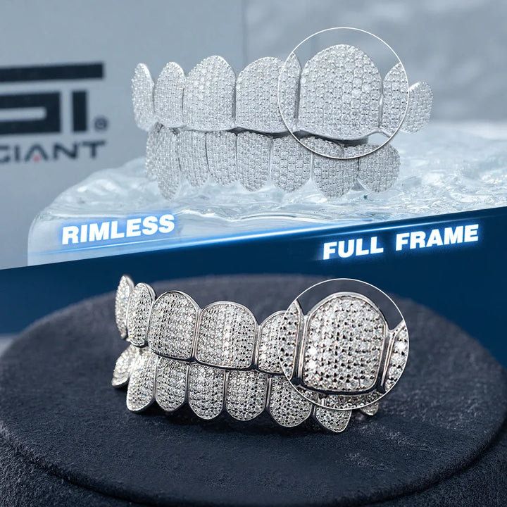 Custom Fully Iced Honeycomb Rimless Setting Grillz