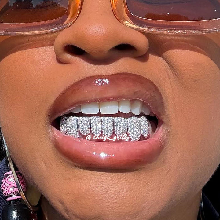 Custom Fully Iced Honeycomb Rimless Setting Grillz