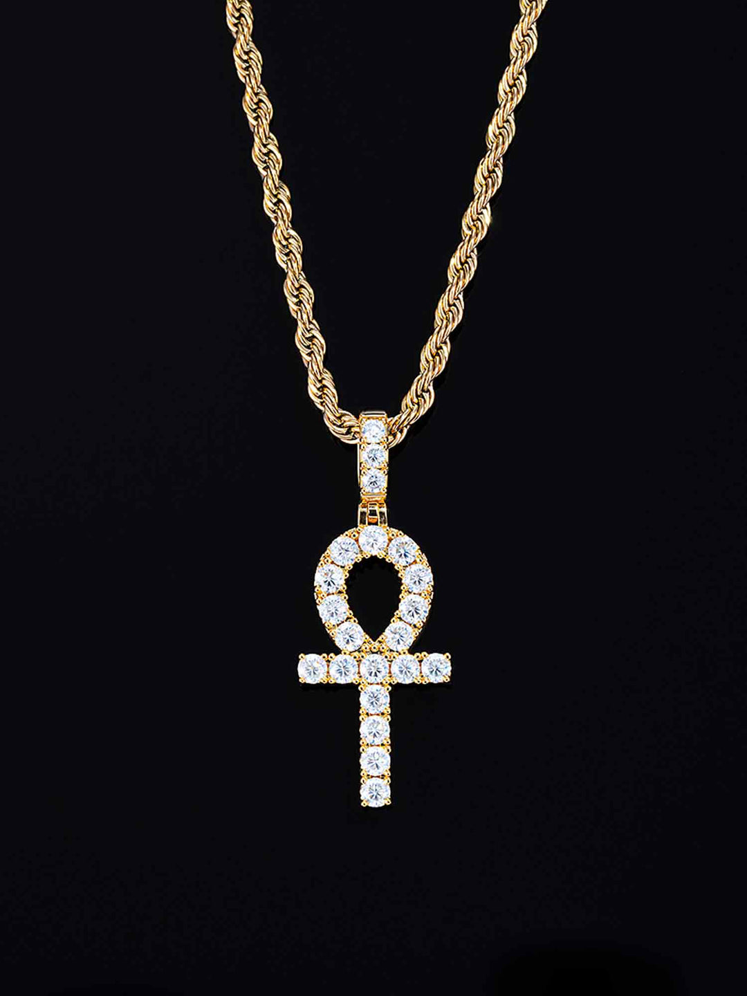 925 Sterling Silver Moissanite Ankh Pendant 2.0ct