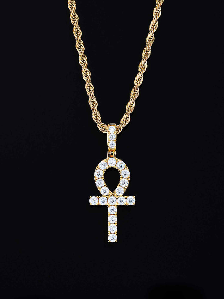 925 Sterling Silver Moissanite Ankh Pendant 2.0ct