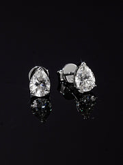 S925 Moissanite Pear Cut Stud Earrings - 2.4 Carat Total