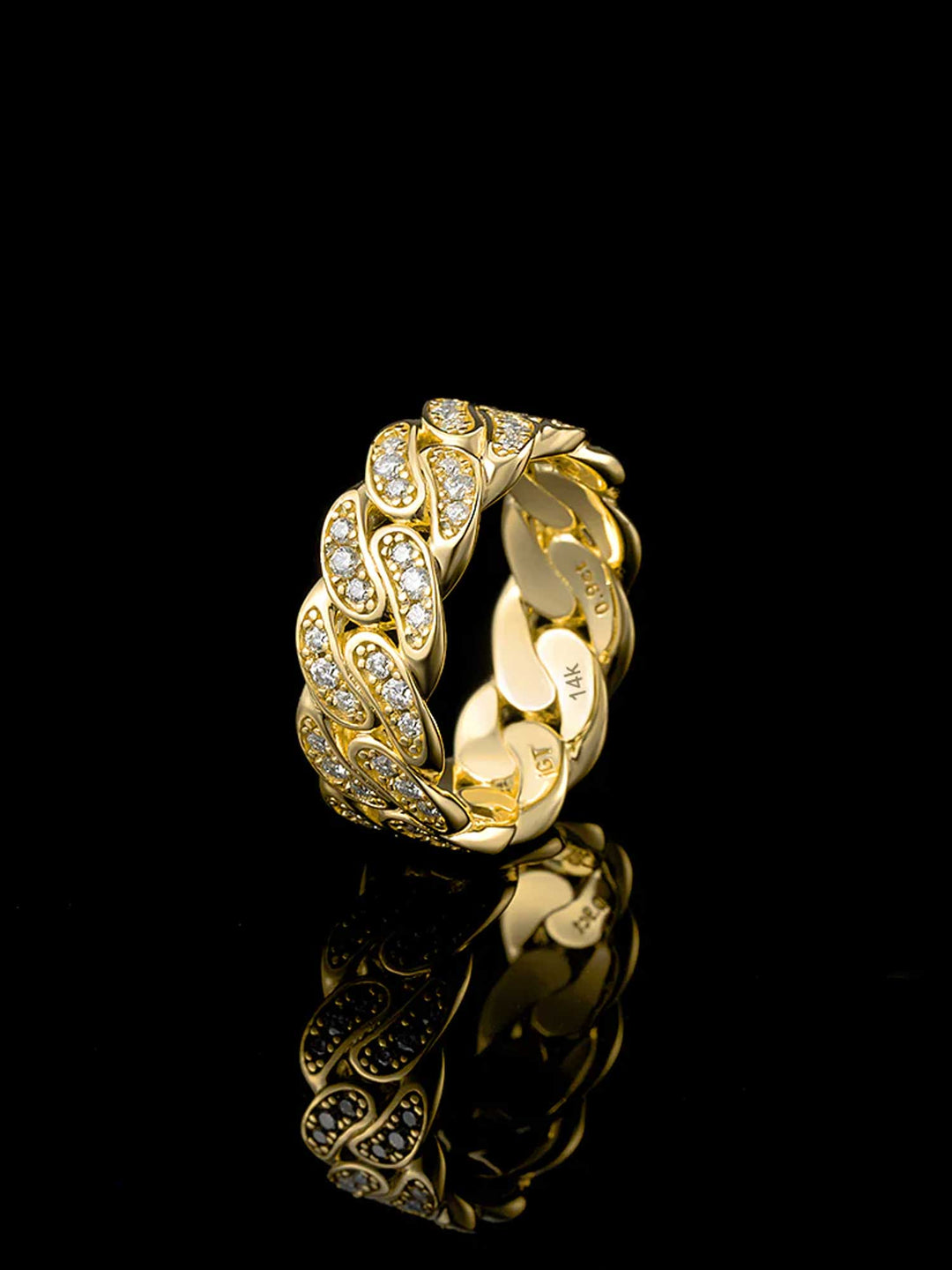 Solid Gold 8mm Diamond Cuban Ring - deposit