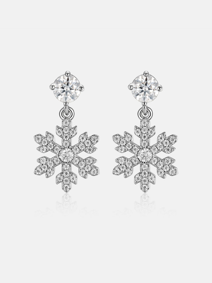 Snowflake Dangle Moissanite Stud Earrings