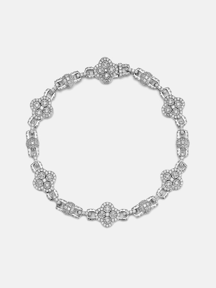 Moissanite Four Leaf Clover And Bead Bracelet