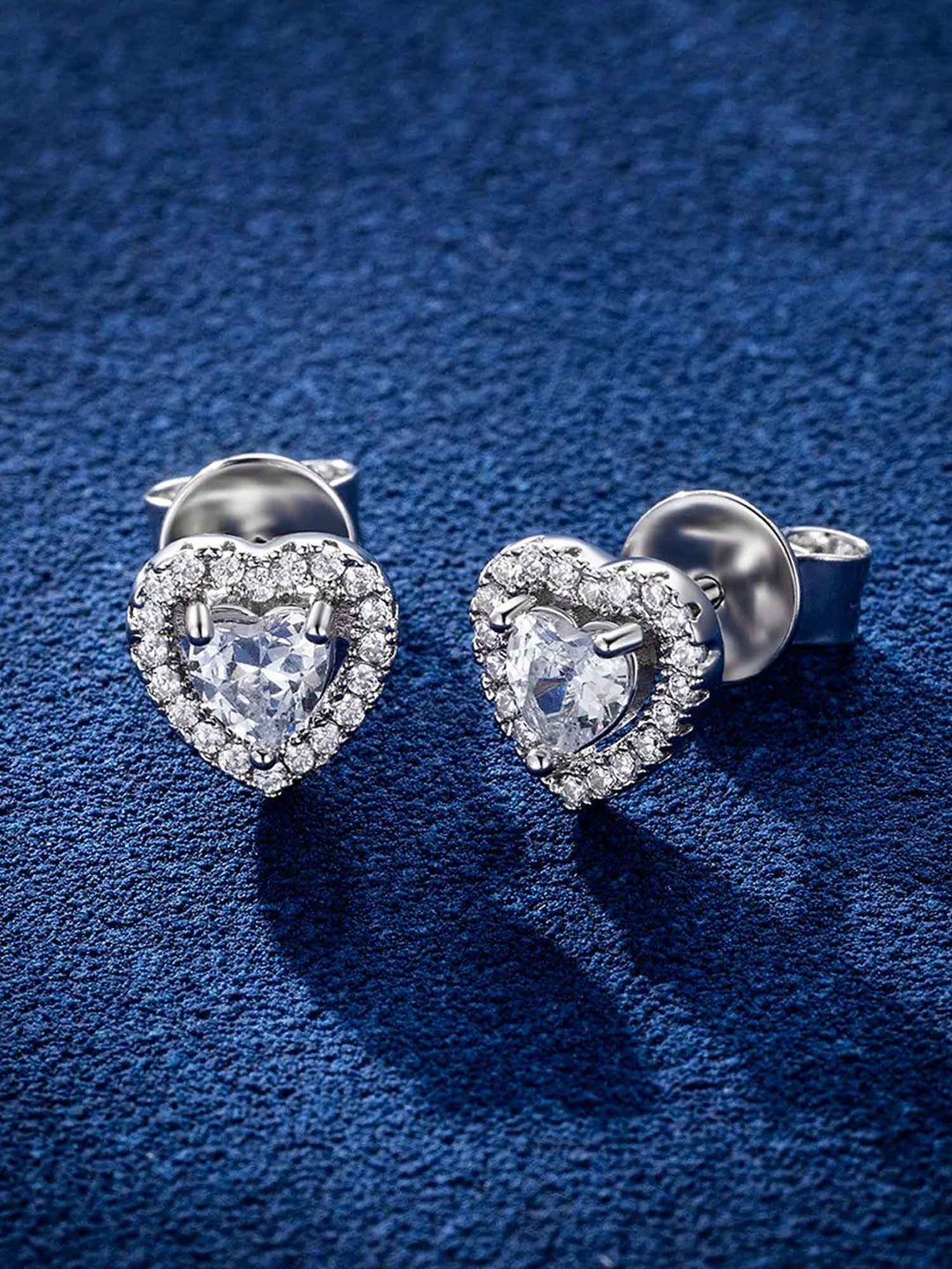 S925 Moissanite Heart Shaped Halo Earrings