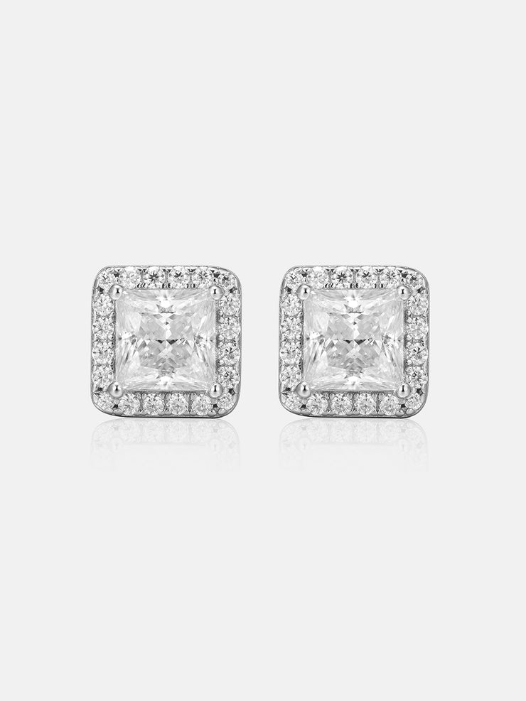 Custom S925 Princess Cut Stud Earrings