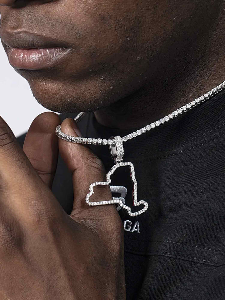 New York US State Moissanite Map Pendant