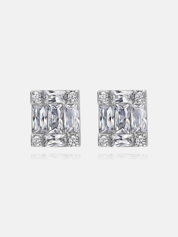 Baguette & Round Moissanite Square Cluster Earrings