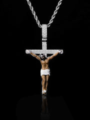 Moissanite Enamel Jesus Cross Pendants