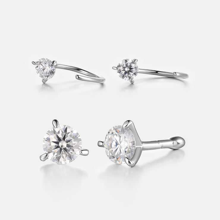 $99 Get Total Two Pairs Of VVS Moissanite Nose Earrings