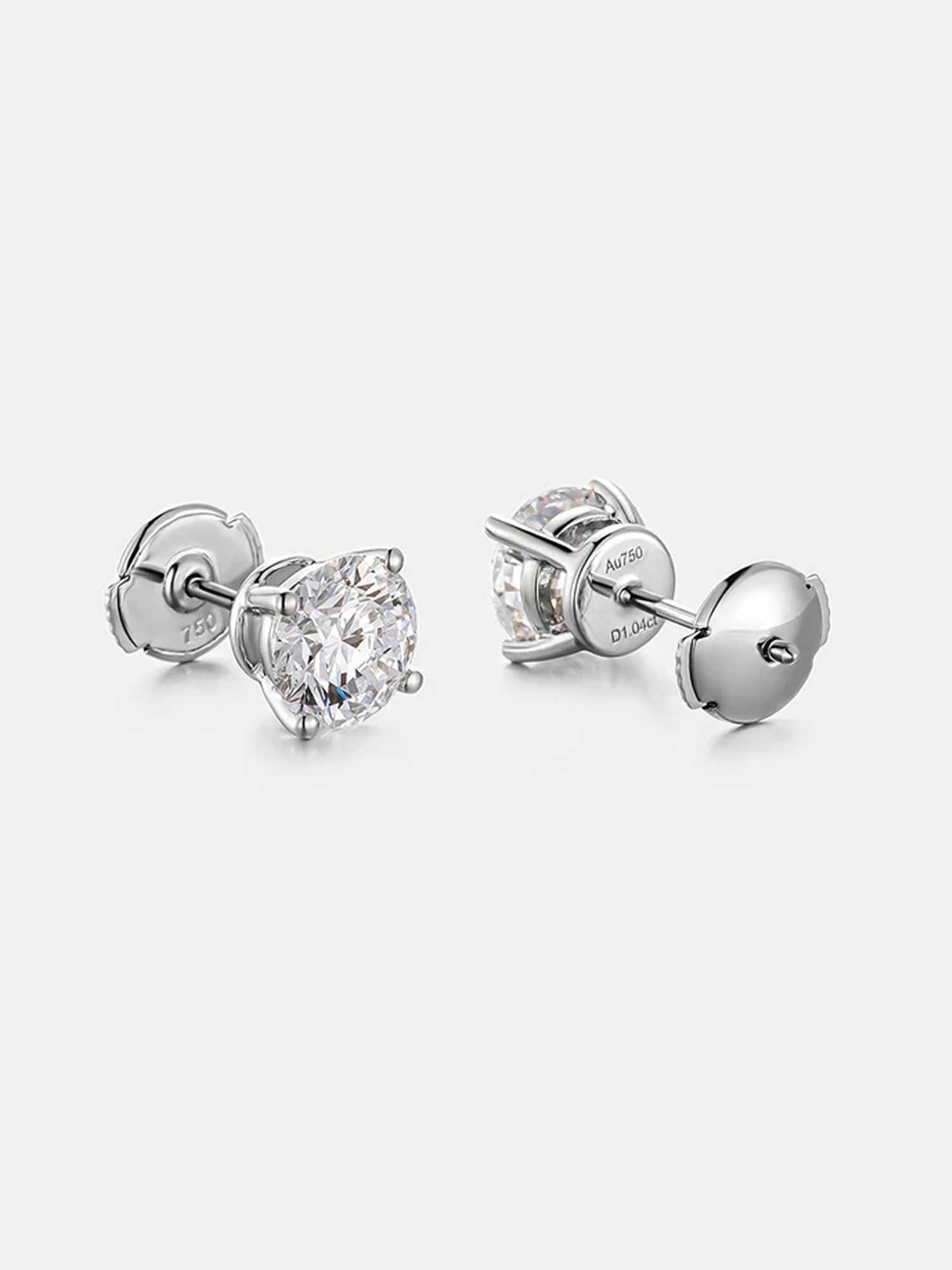 18K Solid Gold Four Prong Lab Diamond Earring